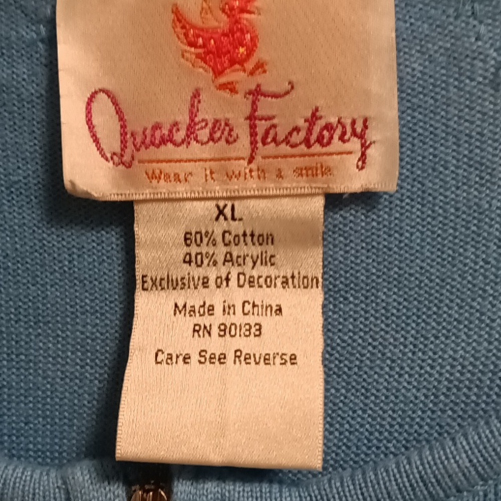 FINAL PRICE Quacker Factory v-neckline sweater/pearl embellishments XL - Picture 2 of 16